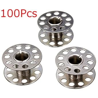 New 100pcs Metal Empty Bobbins For Brother Janome Singer