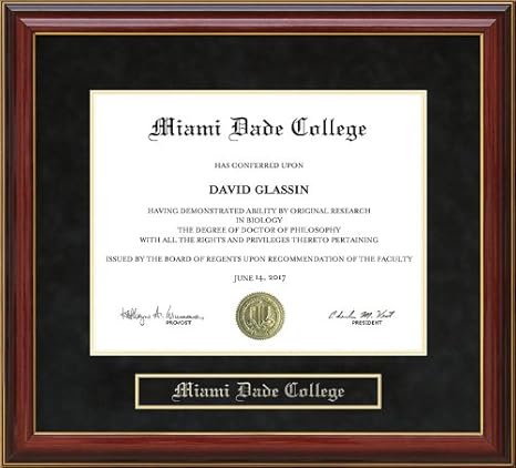 Amazon Com Wordyisms Miami Dade College Mdc Mahogany Diploma Frame
