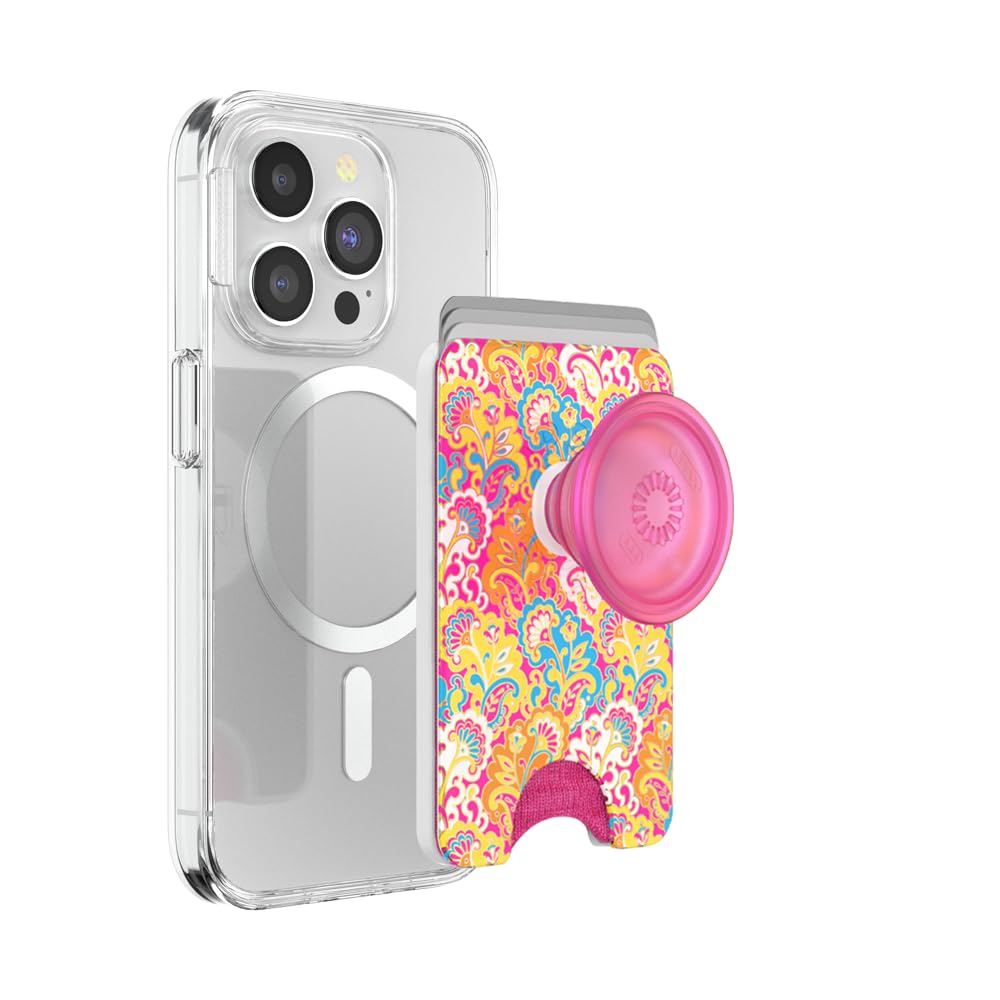 PopSockets Phone Wallet with Expanding Grip and Adapter Ring for MagSafe, Phone Card Holder, Wireless Charging Compatible, Wallet Compatible with MagSafe - Paisley Gaudy — image 1