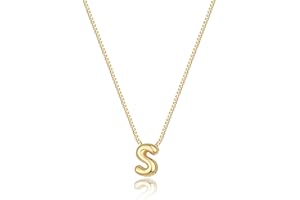Lisitine Bubble Initial Necklaces Dainty Gold Letter Necklace 14K Gold Plated Cute Name Choker Necklaces for Women Trendy Gold Personalized Jewelry Gift for Women