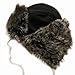 City Hunter Trapper Bomber Cap Hat Faux Fur,Black,One size