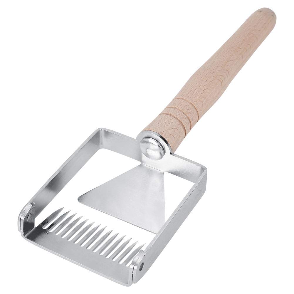 Fdit Honey Uncapping Fork Honey Scraper with Wooden Handle Stainless Steel Honey Uncapping Tool