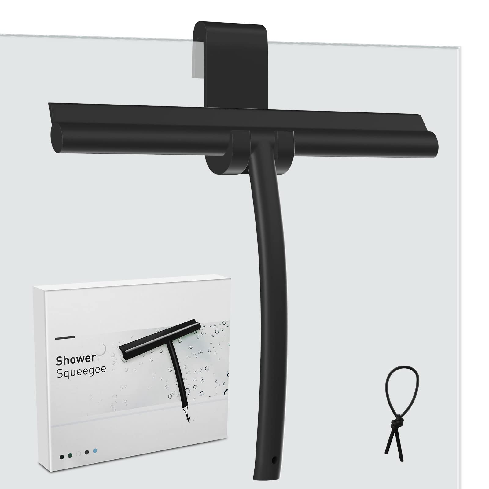 MOSUO Squeegee, 24 cm Silicone Blade, Stainless Steel Core, Multifunctional for Shower, Bathroom, Glass, Window, Car - Black