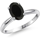 Gem Stone King 14K White Gold Oval 8X6MM Solitaire Engagement Ring | Wedding Engagement Anniversary Promise Gold Ring For Women | Available In Size 5, 6, 7, 8, 9