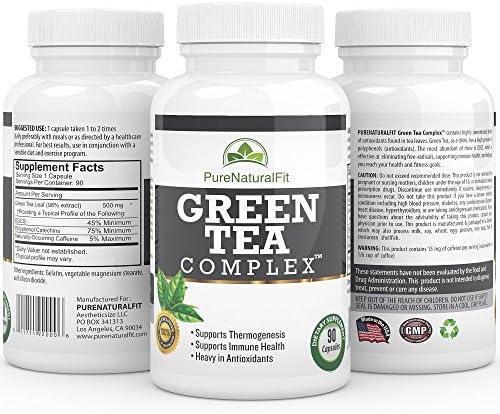 Green Tea Extract Supplement, Green Tea Complex with EGCG for Weight Loss &amp; Metabolism Boost, Natural Caffeine for Energy, 90 Capsules