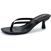 ZUVARI Kitten Heels for Women, Square Toe Flip Flop Kitten Heel Sandals | 2.16 In Thong Heels, Non-Slip Outsole and Easy Slip-On Dressy Summer Heeled Sandals