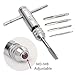IBEUTES Adjustable T-Handle Ratchet Tap Holder Wrench Tapping Threading Tool Set with 5pcs M3-M8 3mm-8mm Machine Screw Thread Metric Plug T-shaped Tap