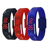 ALPS New Digital Display Silicone Band Touch Screen Sports LED Watch Bracelet (3 Pack)