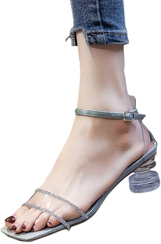 open toe thick heels