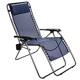Timber Ridge Zero Gravity Locking Lounge Chair Recliner for Outdoor Beach Patio Pool Support 300lbs, Blue
