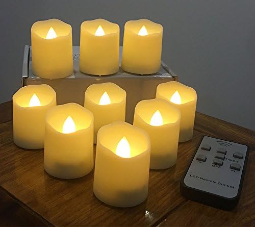 9 Pcs Flameless Candle With Timer, Include Battery Operated Flickering Votive Remote Control, Tea lights Warm White -9-Batteries Included