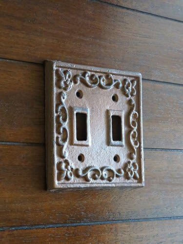 Double Light Switch Plate Cast Iron Switchplate Cover Aged Copper or Pick Your Color Switch Cover Fleur de Lis Style