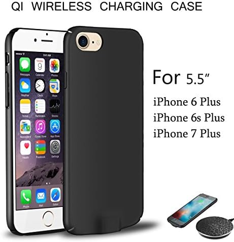 Wireless Charging Case iphone 7 Plus, Qi Receiver Cover with Additional Lightening Port for 7 Plus /6s Plus / 6 Plus, Ultra-Thin Protective Backcase -Black