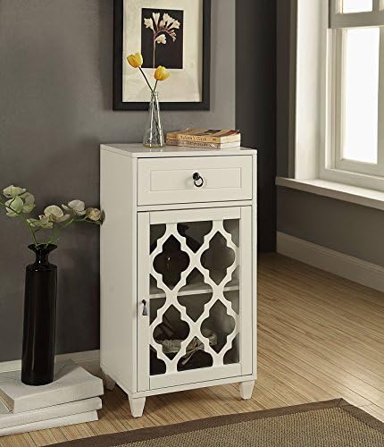 ComfortScape Contemporary Wood Side table with Glass Drawer and Shelf for Living Room, White