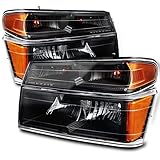 2004-2012 Colorado/Canyon Black Replacement Headlights w/Signal Lights Set Pair L+R 2005 2006 2007 2008 2009 2010 2011
