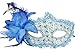Venetian Style Lace with Rhinestone Liles Costume Masquerade Mardi Mask (Blue)