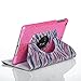 Style4U Zebra Print Design 360 Rotating Leather Stand Bling Cover With Auto Sleep/Wake Function For Apple Ipad Mini/Mini 2 /Mini 3 With 1 Screen Protector And 1 Stylus Purple Pink Zebra/Hot Pink