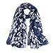 Bestpriceam Women Lady Chiffon Butterfly Print Neck Shawl Scarf Scarves Wrap Stole (Navy)