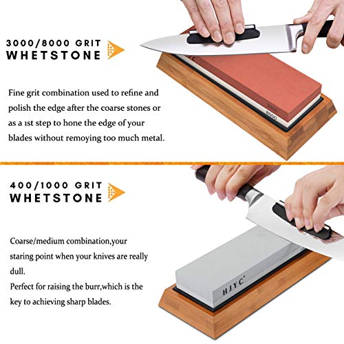 Knife Sharpening Stone Set,Professional 400/1000 Grit Whetstone,3000/