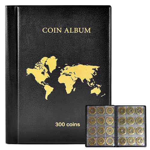Coin Collection Album - Coin Book Binder, PVC Pocket Holder Album, Collectors coiins Storage Book With Clear Pages | Organizer For Rare Antique coiins, Keepsake medals Storage Folder, Portable Coinss