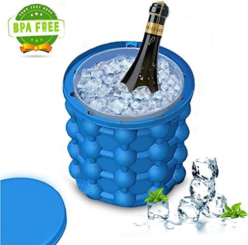 iRookie Silicone Ice Cube Maker Genie - Revolutionary Space Saving Ice Cube Molds - Ice bucket for Chilling Whiskey, Cocktail, Beverages