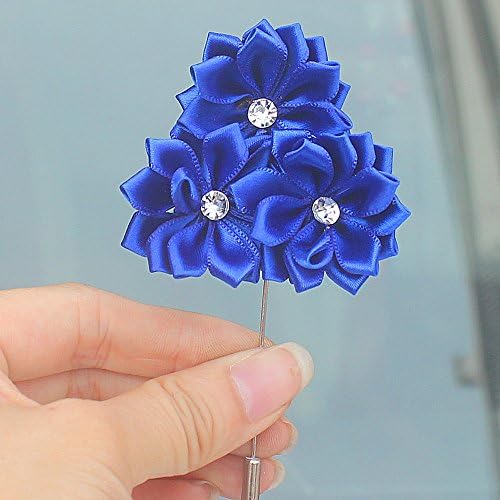 Jackcsale Bridegroom Groom Boutonniere Men's Boutonniere Groom Boutineer with Pin for Wedding Prom Homecoming Royal Blue 1 Piece