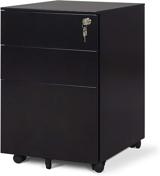 All Steel Panana Office Metal Filing Cabinet Mobile Pedestal With 3 Drawers Office Storage File Organisers Lockable White Pedestal For A4 60cm H Cupboards