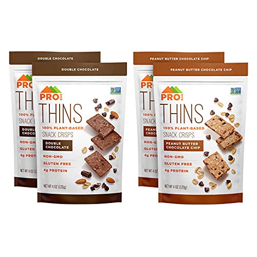 PROBAR - THINS Snack Crisps, Variety Pack, 4g Protein, Non-GMO, Gluten-Free, Dairy Free, USDA Certified Organic (Pack of 4)