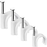 Abnii Cable Clips 400 Pcs 4 Size Steel Nail White Round Cable Holder