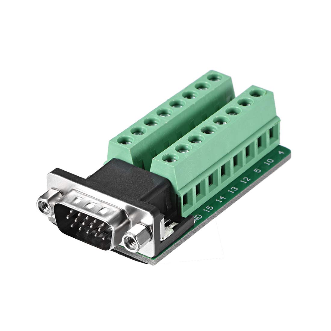 sourcing map D-sub DB15 Breakout Board Connector 15 Pin 3-row Male Port Solderless Terminal Block Adapter with Positioning Nuts