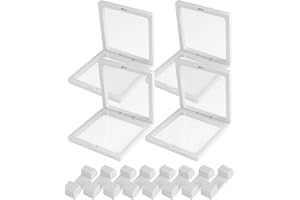SUPVOX Floating Pe Jewelry Display Boxes with Film, White 12pcs Set (4 X 11x11cm Cases + 8 Bases)