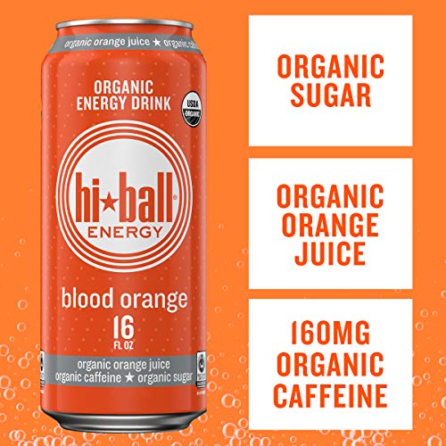 Hiball Energy Organic Drink Blood Orange, 128 Fl Oz (Pack of 8