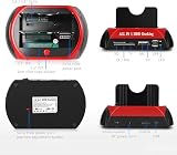 USB 2.0 Docking Station Dual Bay 2.5/3.5" HDD SSD SATA IDE Clone OTB view 3