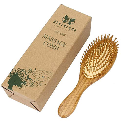 Neverland Beauty 100% Natural Bamboo Hair Brush Detangling Massage Anti-Static Hair Comb Wooden Bristle