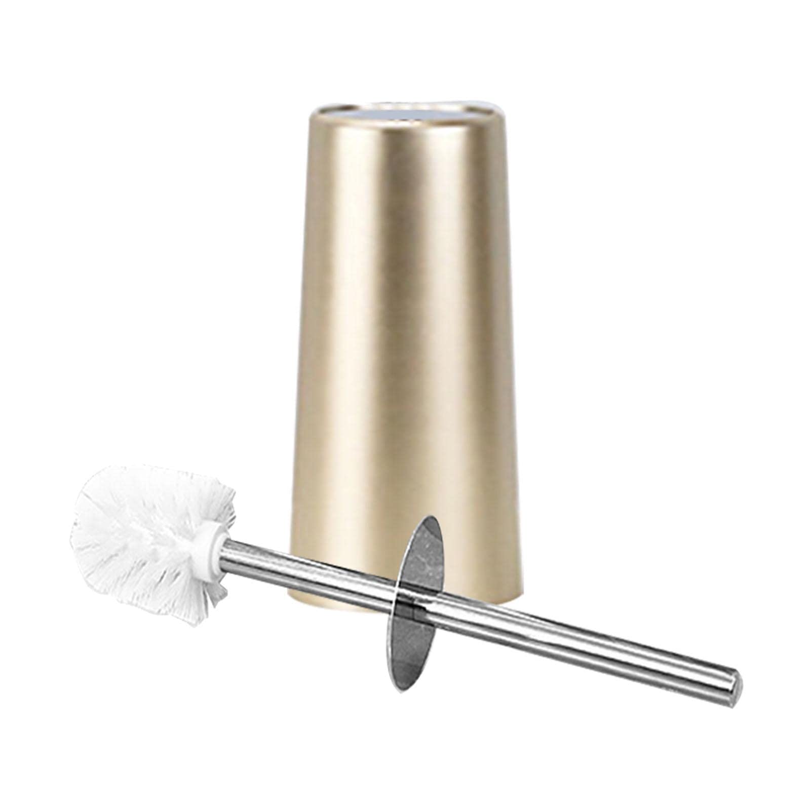 Laluky Toilet Brush & Holder for Bathroom, Ergonomic Stainless Steel Toilet Brush With Holder Hand Guard and Non-Slip Base Free Standing Toilet Cleaner Brush for Deep Cleaning(Gold)