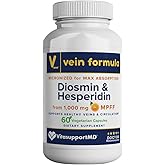 Vein Formula Diosmin Hesperidin 1000mg, Micronized Bioflavonoids Blend for Blood Circulation, Vein Support MPFF Supplement for Circulation in legs and feet, and Healthy Blood Flow Support, 60 Capsules