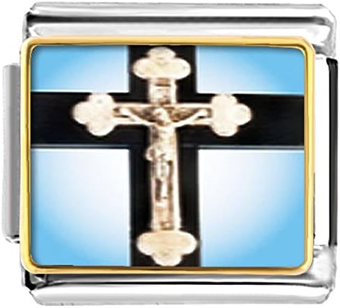 LuckyJewelry Cross Nomination Etched Italian Charm Sale Cheap fit Bracelet Link