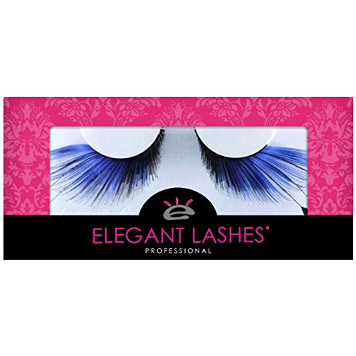 Elegant Lashes F150 Premium Blue and Black Feather False Eyelashes Halloween Dance Rave Costume