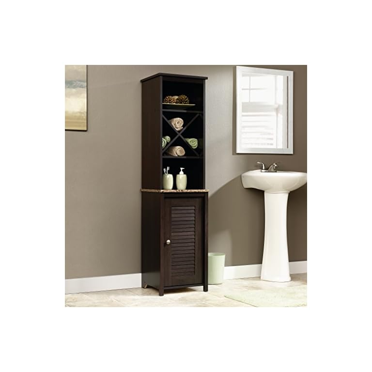 Sauder Peppercorn Linen Tower, Cinnamon Cherry finish LAVORIST