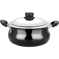 Vinod Pearl Hard Anodised Handi with Stainless Steel Lid, 6.5 L, Black