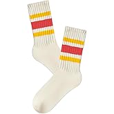 PLZSITDOWN Women Striped Retro Novelty Socks Slouch Socks Athletic Calf Tube Cotton Socks
