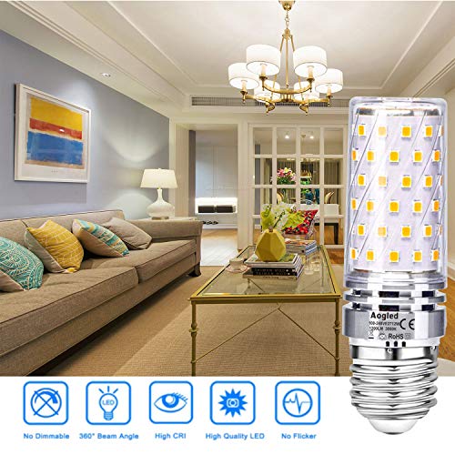 E27 Led Bulb Lamp 12W Aogled,Equivalent to 100W Halogen lamp,Warm White 3000K,1200LM Corn Bulb,Edison Screw Candelabra,Not Dimmable,No Flickering AC85-265V,Pack of 4