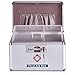 Jssmst Medical Box with Lock - First Aid Box Emergency Medicine Case with Drugs Storage, 15.35 x 9.05 x 8.66 Inches, Silver (MC17023)