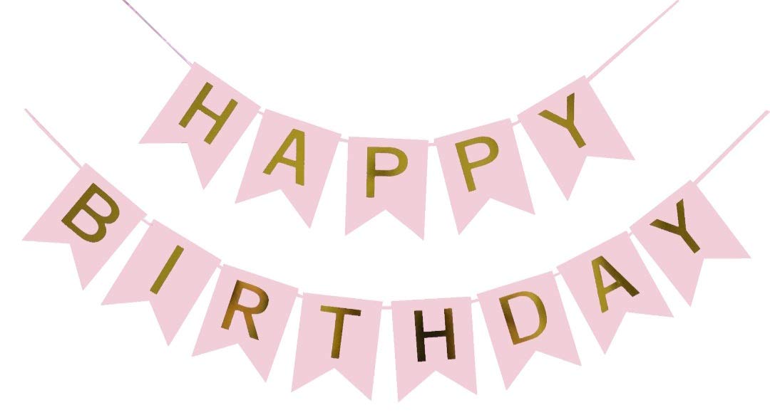 MacnifiCent Pink Happy Birthday Banner, Happy Birthday Party Decoration for Women, Girls, Kids