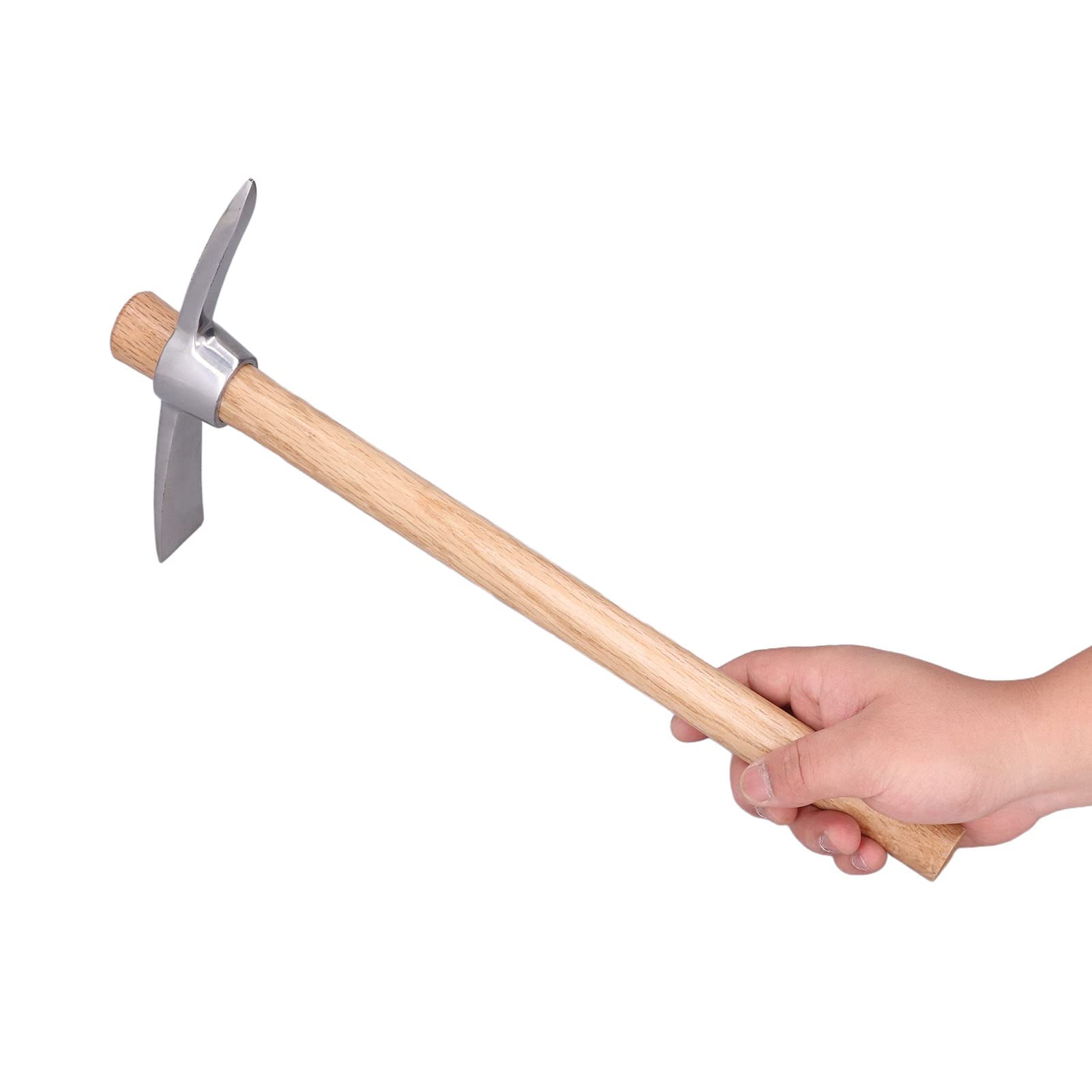 Natudeco Short Claw Rake Mini Hand Harrow Stainless Steel Pick Hoe Hand Cultivator Agricultural Digging Tools with Wooden Handle for Garden Bonsai Nurseries Farming