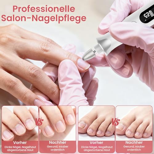 Electric Manicure / Pedicure Set, Nail Feles, Nail Cutter and Callus Remover with 10 Attachments for Nail Care, with 10 Speeds, LED Light, Storage Bag