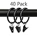 Xin store 40-Pack Black Metal Curtain Rings with Clips (1.5