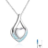 Cremation Jewelry 925 Sterling Silver Teardrop Urn Necklace for Ashes Heart Shape Memorial Keepsake Pendant for Human Ashes for Women Gift