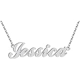 Dancing Wolf Silver Jessica Name Necklace Initial Charm Nameplate Necklaces for Womens Birthday Friendship Jewelry Stainless Steel
