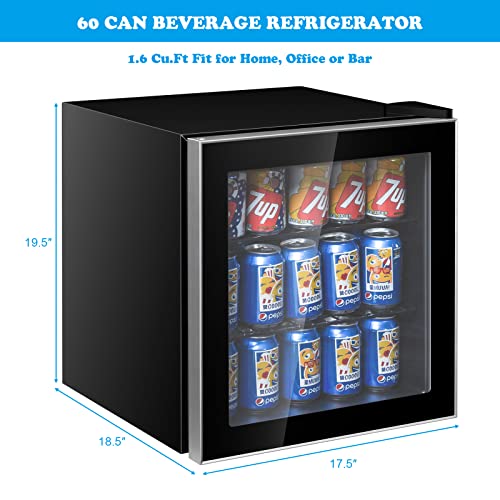COSTWAY Beverage Refrigerator Cooler 60 Cans Capacity Mini Drink